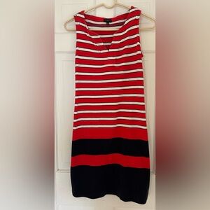 Talbots Red and Black Striped Midi Dress
Length 32”